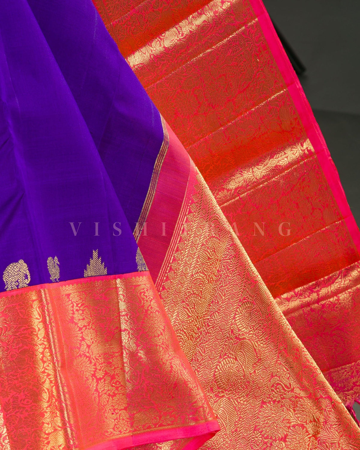 Vishitrang Meenatchi Purple Kanjivaram Silk Sari KR-26-015