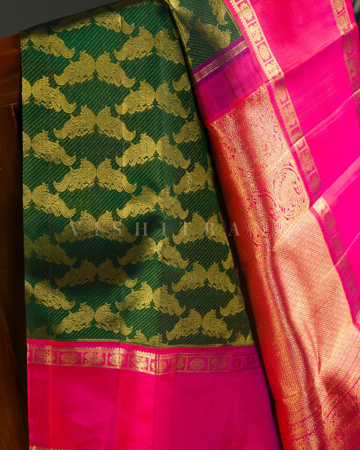 Vishitrang Green Kanjivaram Silk Sari KR-26-020