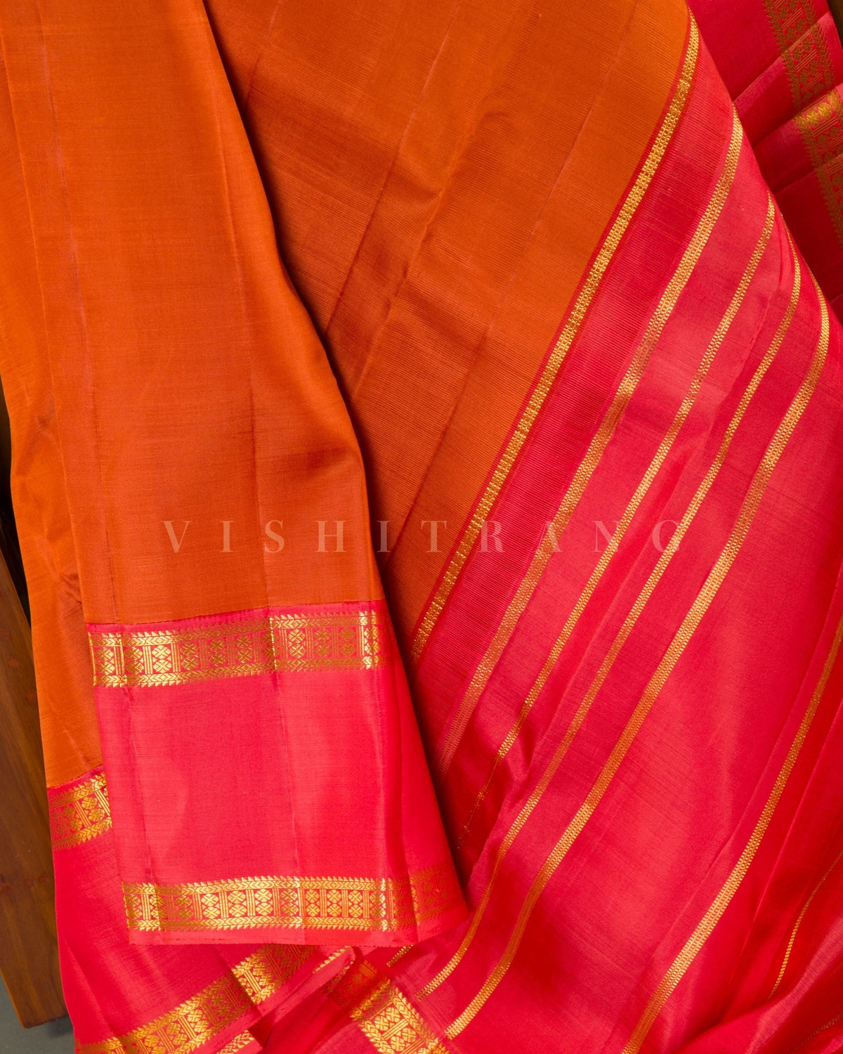 Vishitrang Orange Kanjivaram Silk Sari CH-26-010