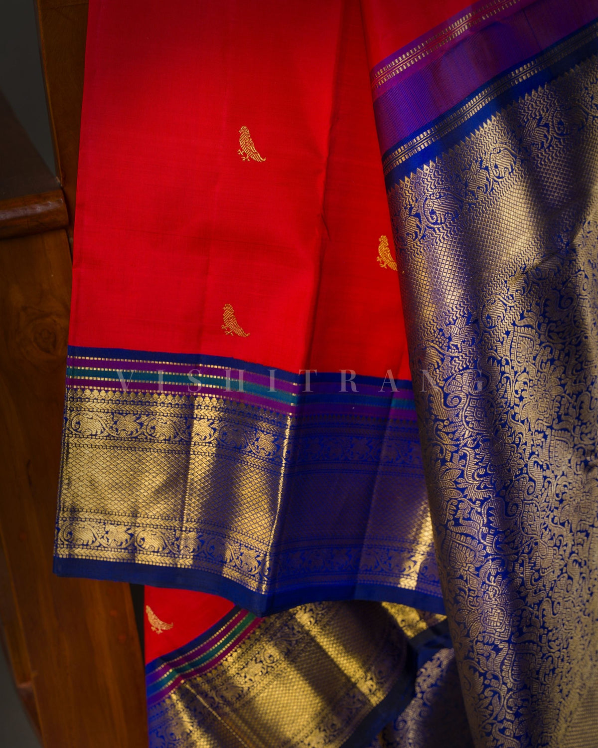 Vishitrang Red Kanjivaram Silk Sari KR-26-021