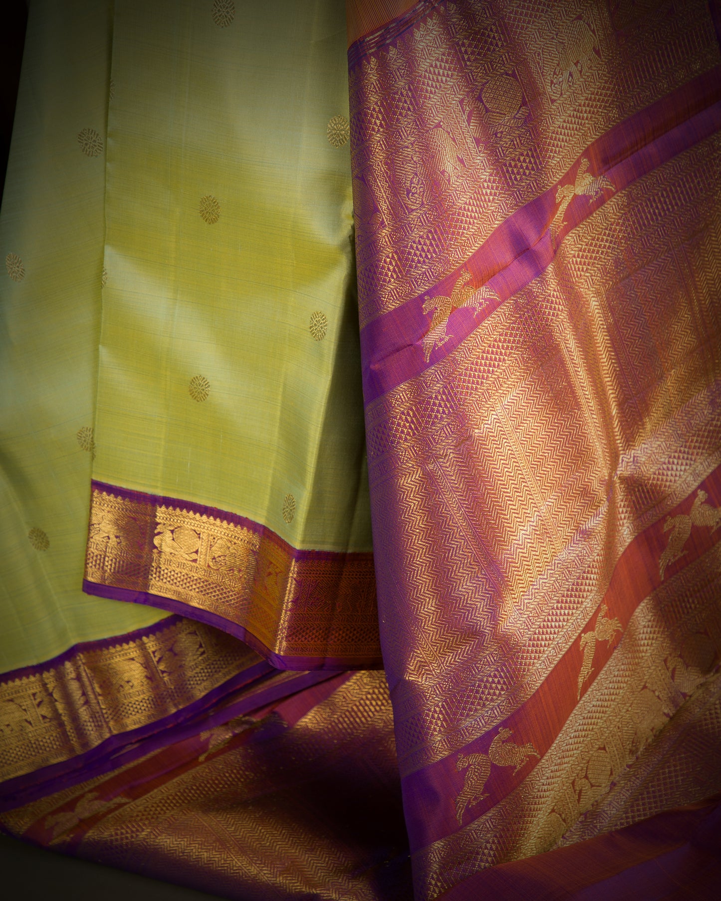 Vishitrang Pistachio Green Kanjivaram Silk Sari KR-26-011