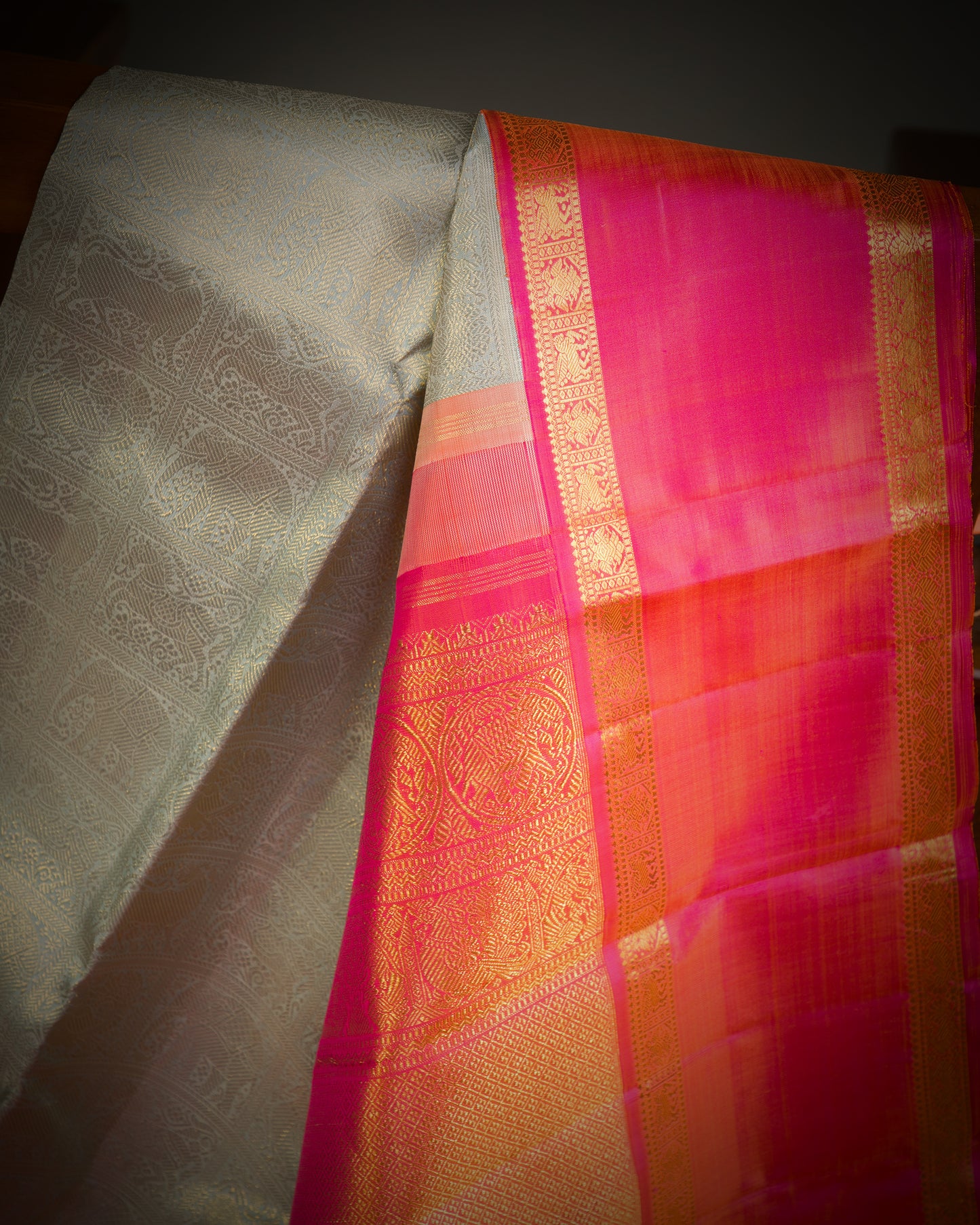 Vishitrang Silver Grey Kanjivaram Silk Sari KR-26-006