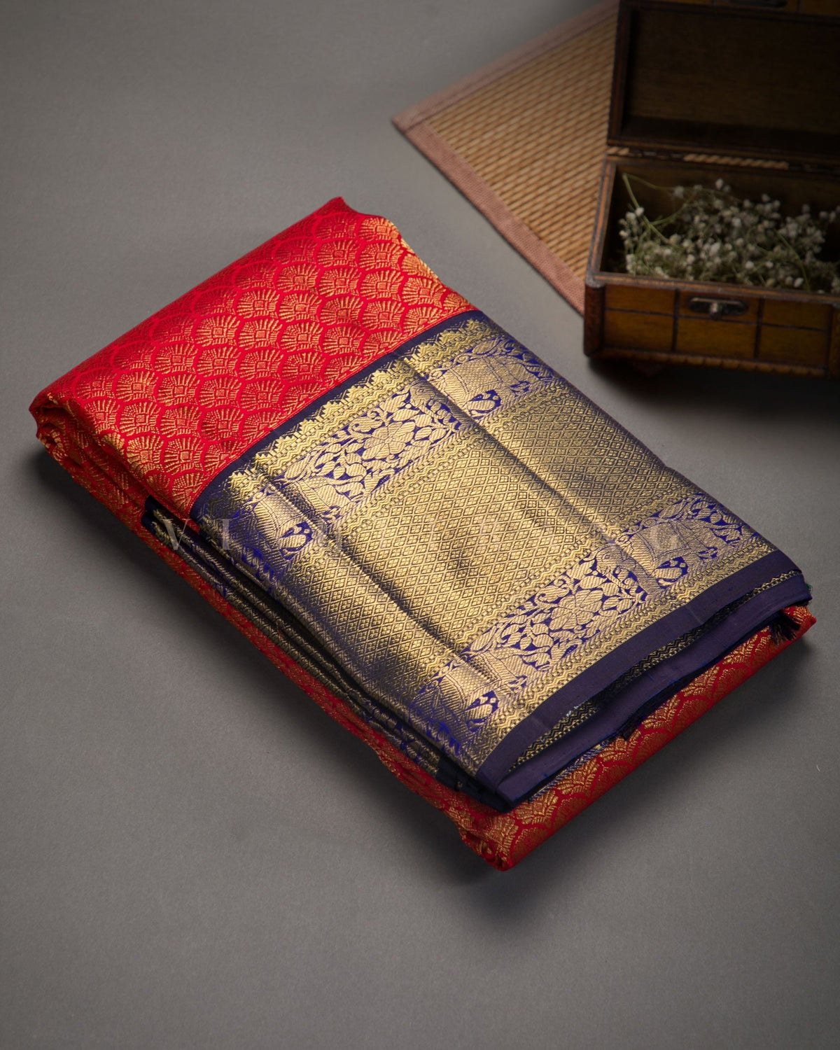 Vishitrang Red Kanjivaram Silk Sari SK-26-004