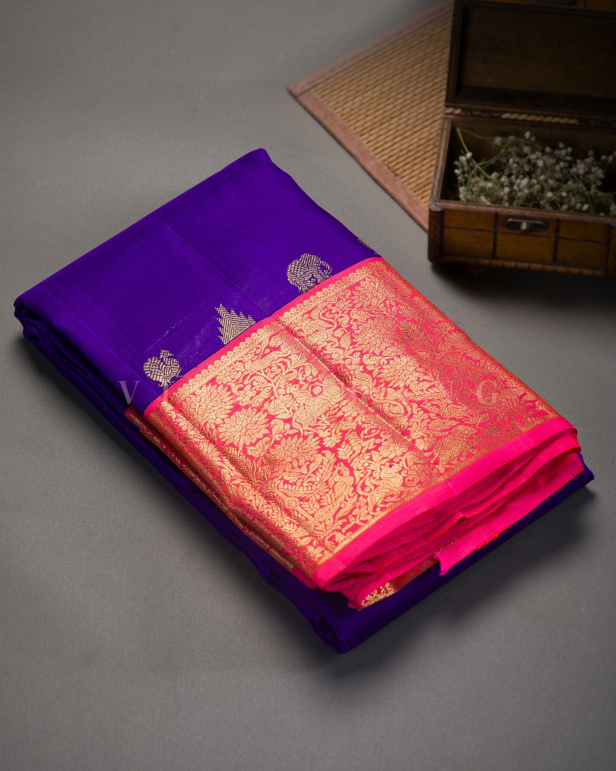 Vishitrang Meenatchi Purple Kanjivaram Silk Sari KR-26-015