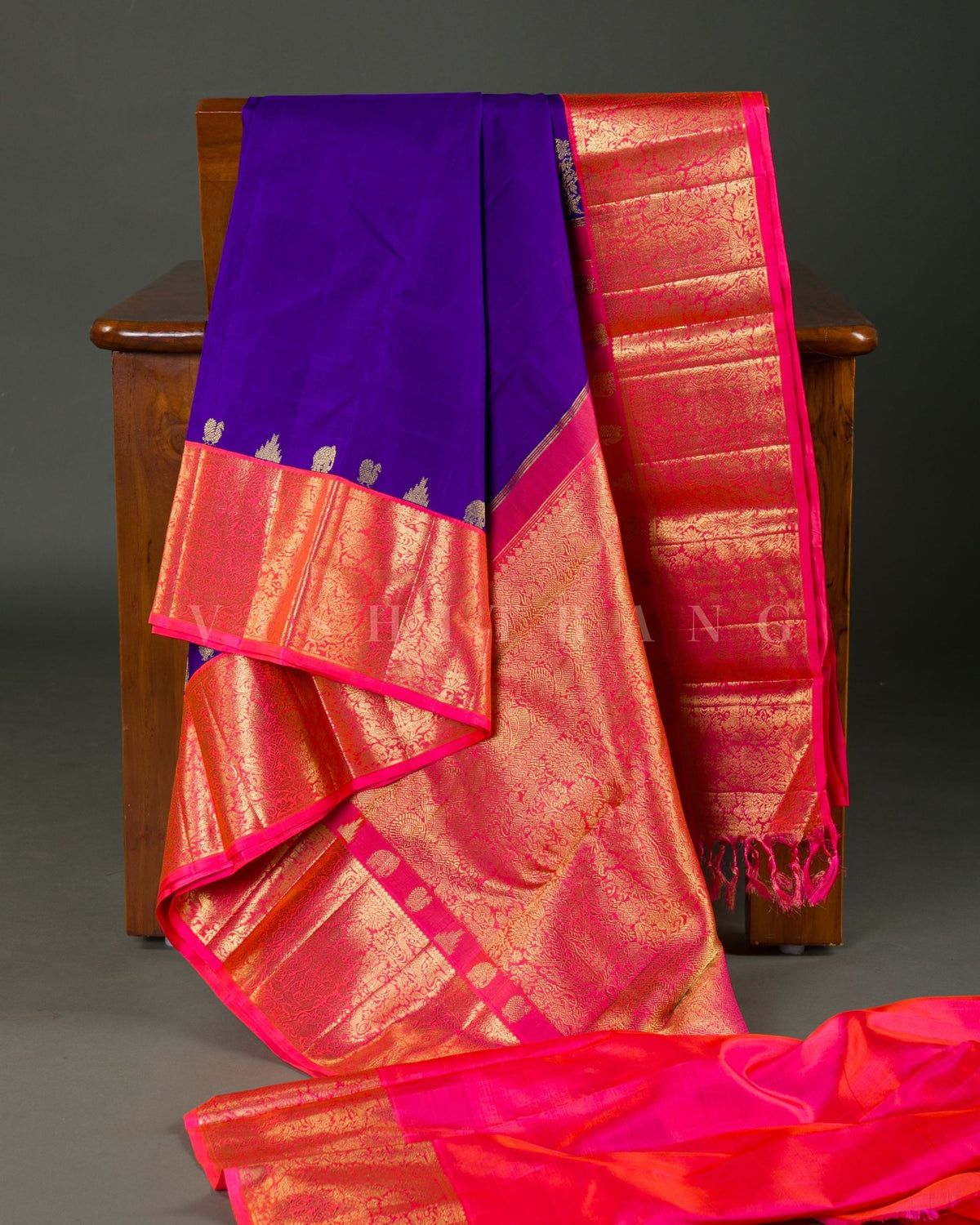 Vishitrang Meenatchi Purple Kanjivaram Silk Sari KR-26-015