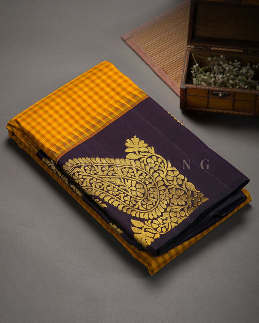 Vishitrang Mustard Yellow Kanjivaram Silk Sari ML-26-013