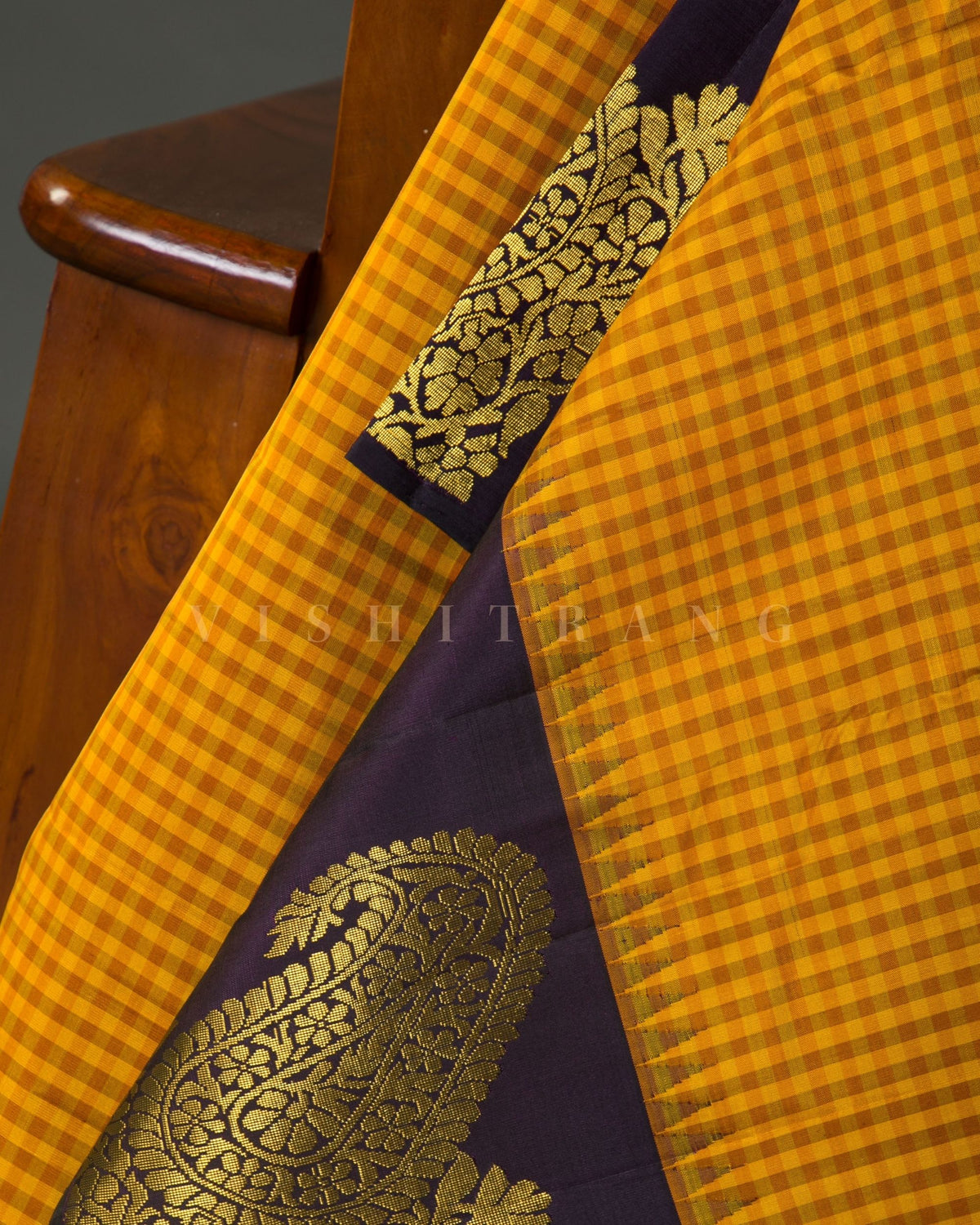 Vishitrang Mustard Yellow Kanjivaram Silk Sari ML-26-013