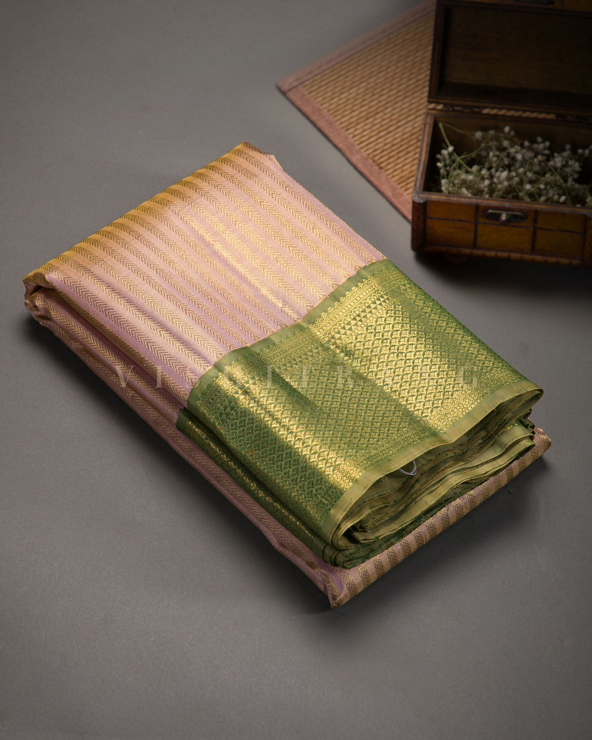 Vishitrang Baby Pink Tissue Kanjivaram Silk Sari KR-26-017