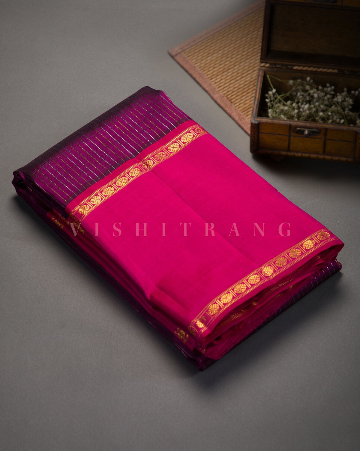 Vishitrang Majenta Pink Kanjivaram Silk Sari ML-26-014