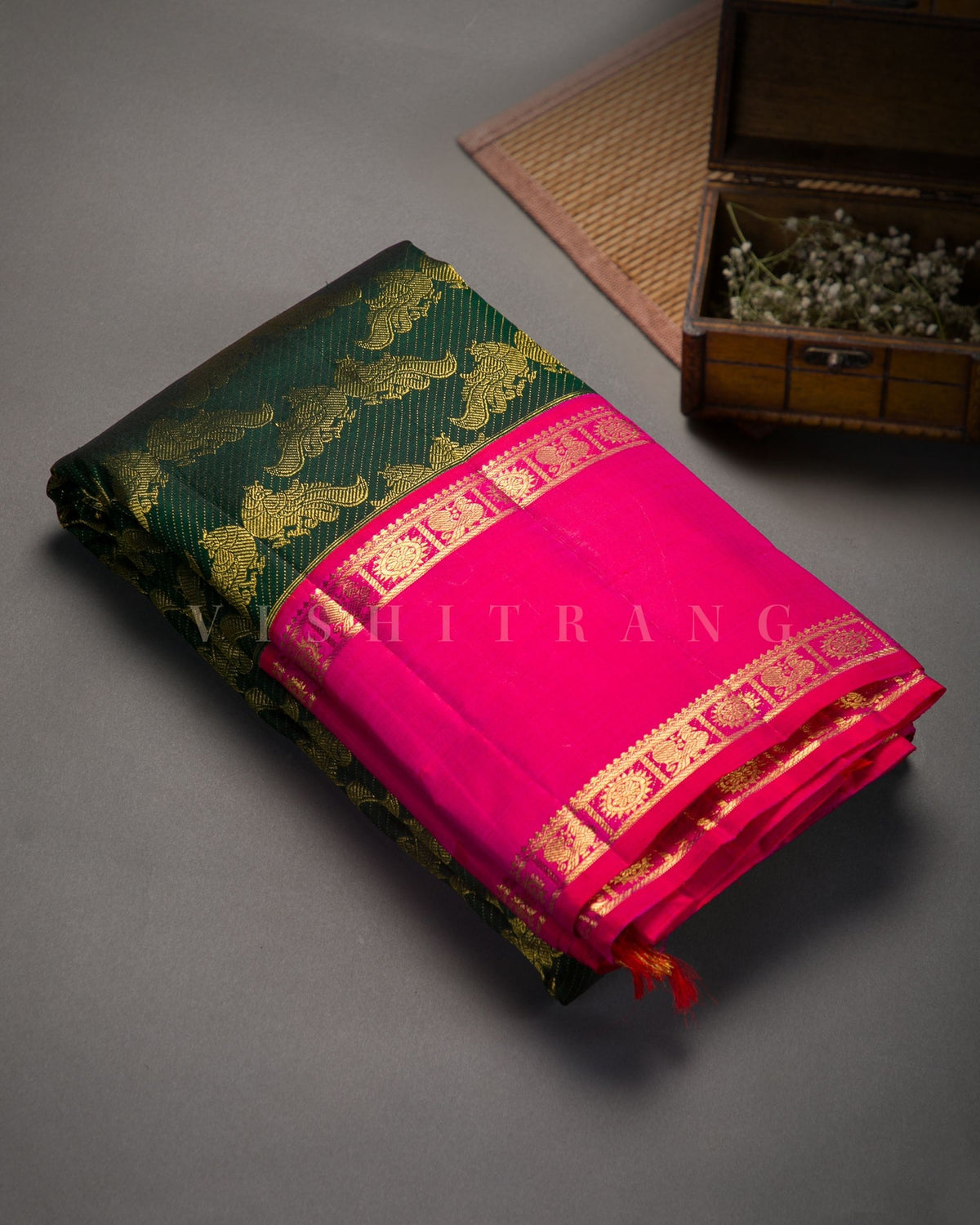 Vishitrang Green Kanjivaram Silk Sari KR-26-020