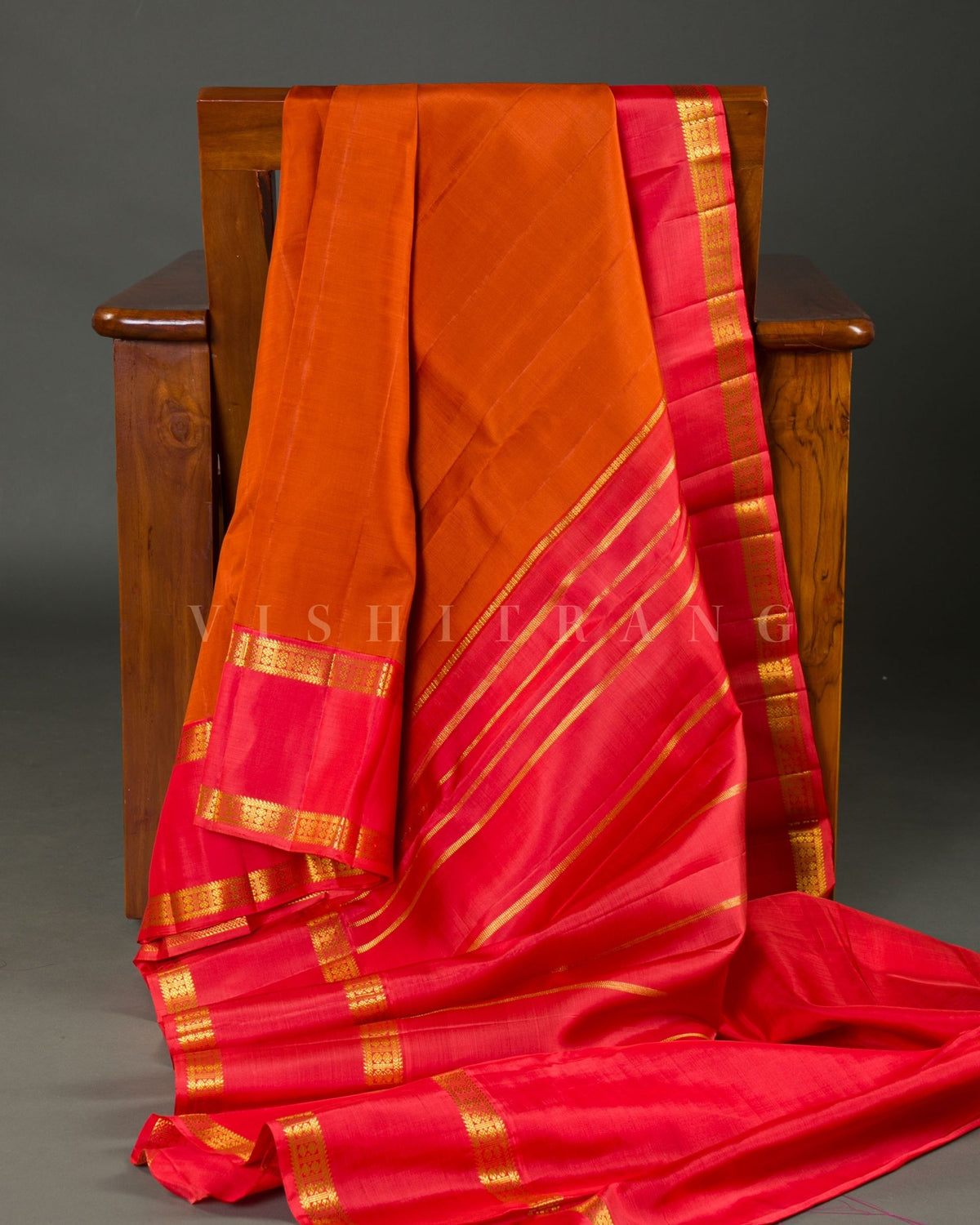Vishitrang Orange Kanjivaram Silk Sari CH-26-010