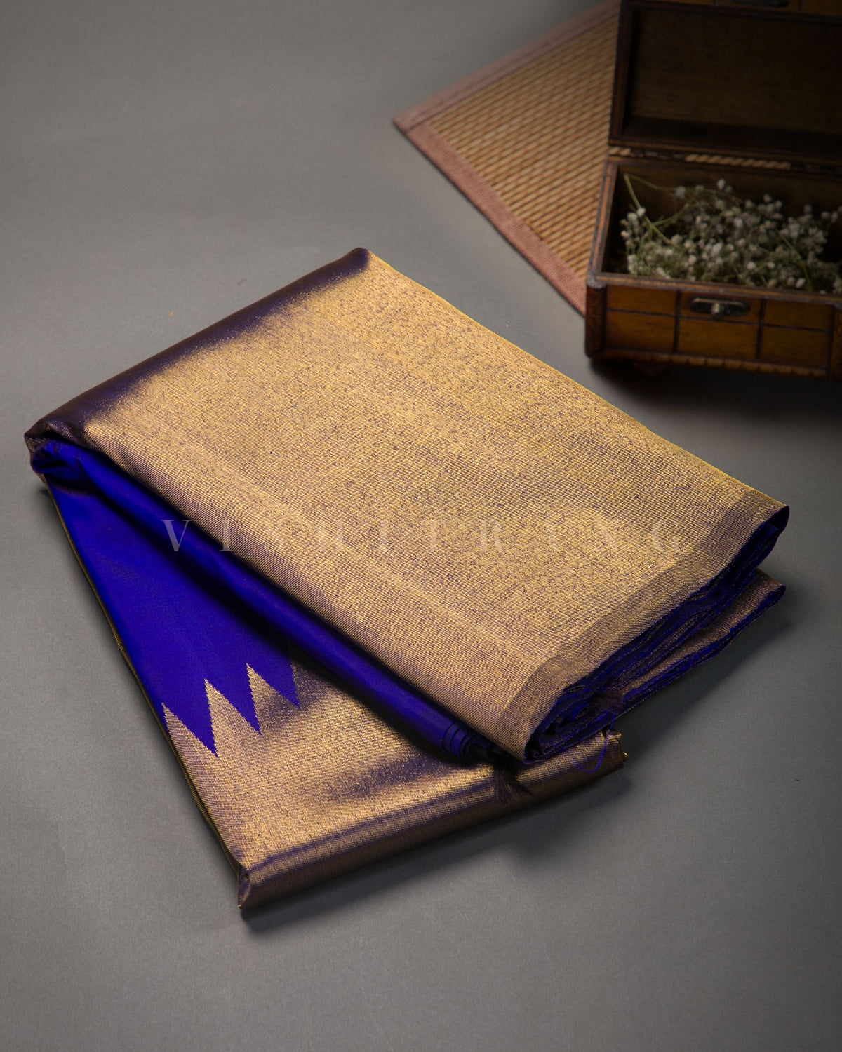 Vishitrang Ink Blue Kanjivaram Silk Sari EK-26-001