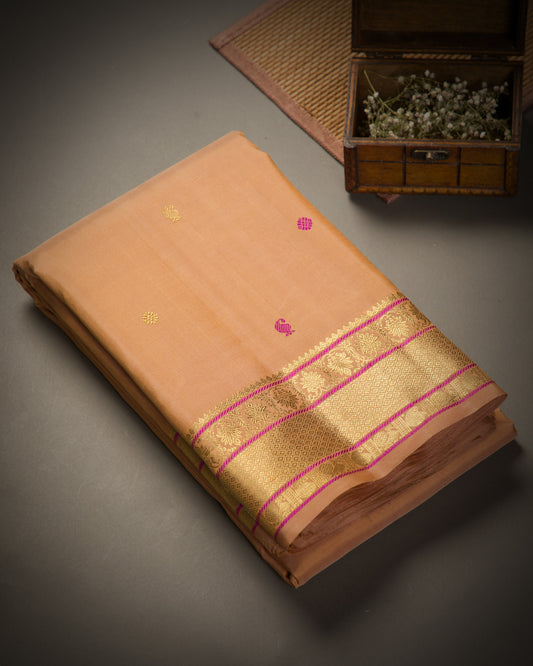 Vishitrang Beige Kanjivaram Silk Sari CH-26-004