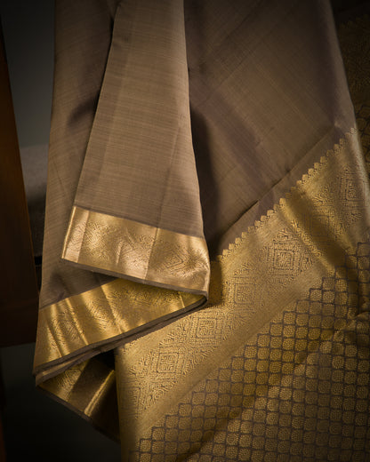 Vishitrang Chocolate Brown Kanjivaram Silk Sari NT-26-002