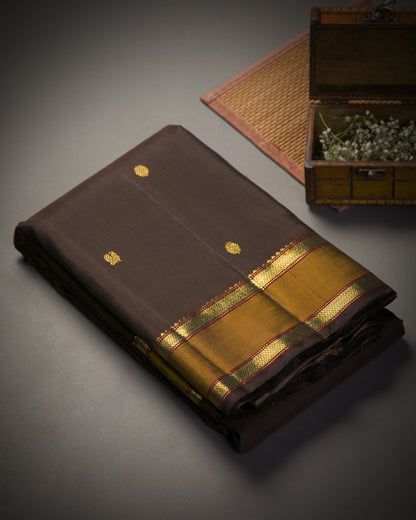 Vishitrang Coffee Brown Kanjivaram Silk Sari CH-26-001
