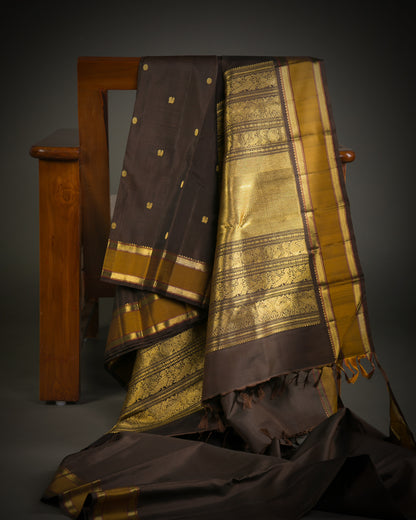 Vishitrang Coffee Brown Kanjivaram Silk Sari CH-26-001