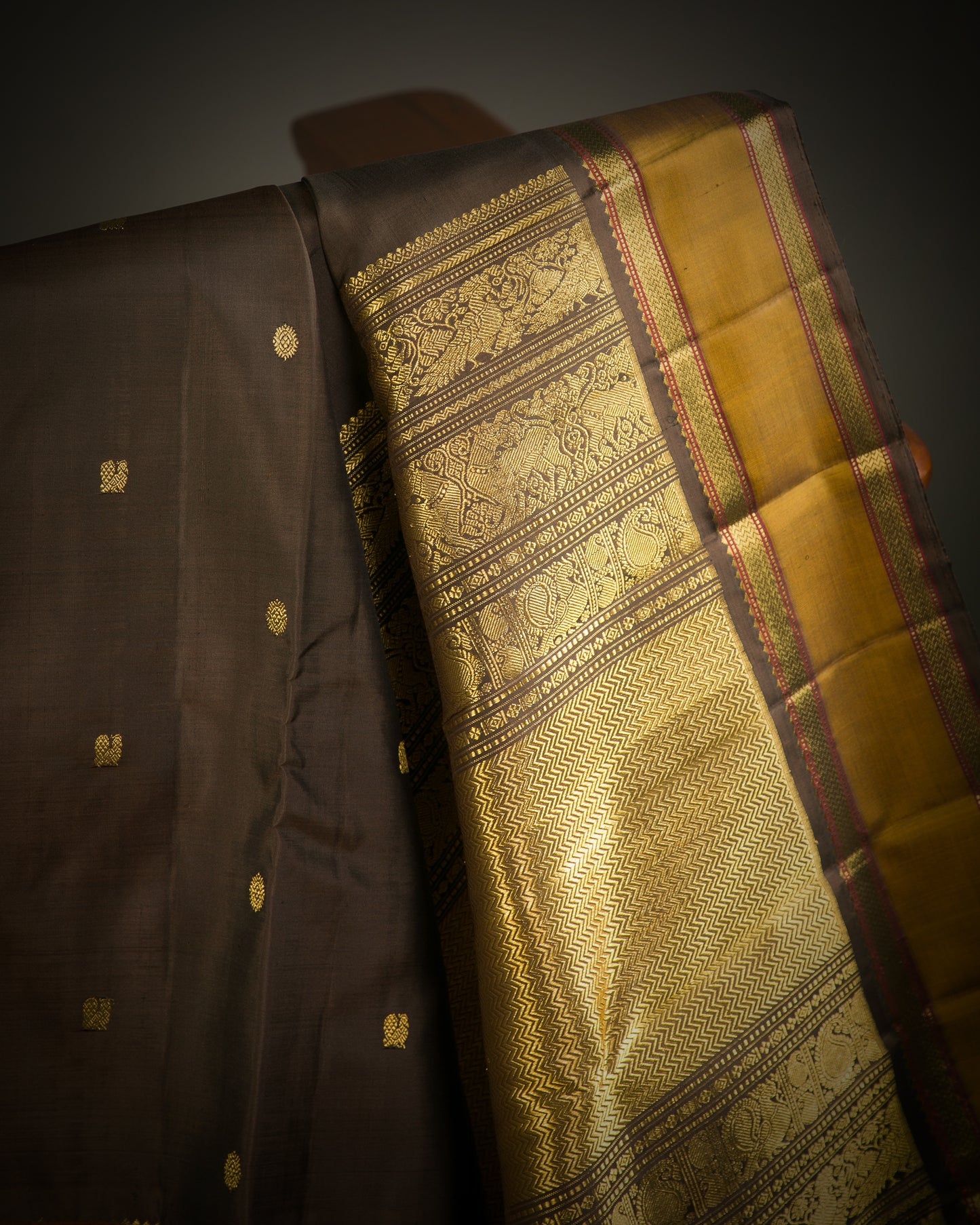 Vishitrang Coffee Brown Kanjivaram Silk Sari CH-26-001