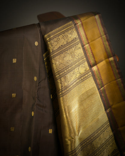 Vishitrang Coffee Brown Kanjivaram Silk Sari CH-26-001