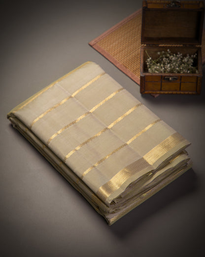 Vishitrang Ivory Gold Kanjivaram Silk Sari ML-26-003