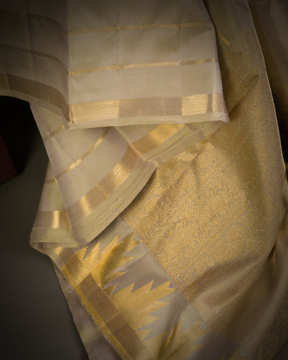 Vishitrang Ivory Gold Kanjivaram Silk Sari ML-26-003