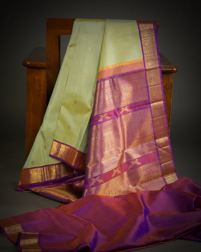 Vishitrang Pistachio Green Kanjivaram Silk Sari KR-26-011