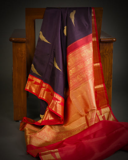 Vishitrang Purple Kanjivaram Silk Sari KR-26-010