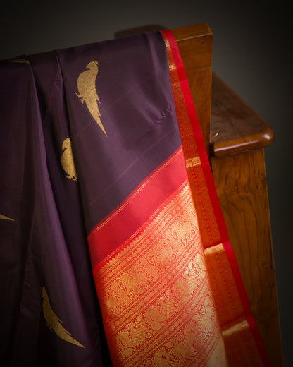 Vishitrang Purple Kanjivaram Silk Sari KR-26-010