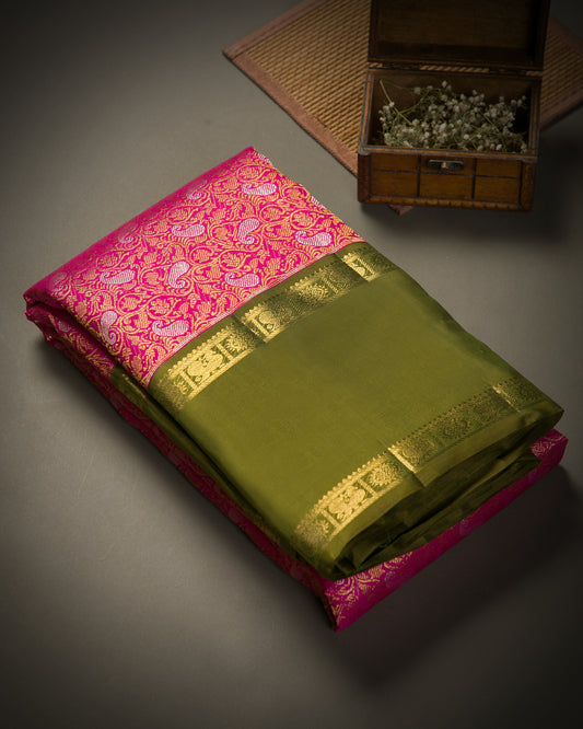 Vishitrang Rani Pink Kanjivaram Silk Sari KR-26-005