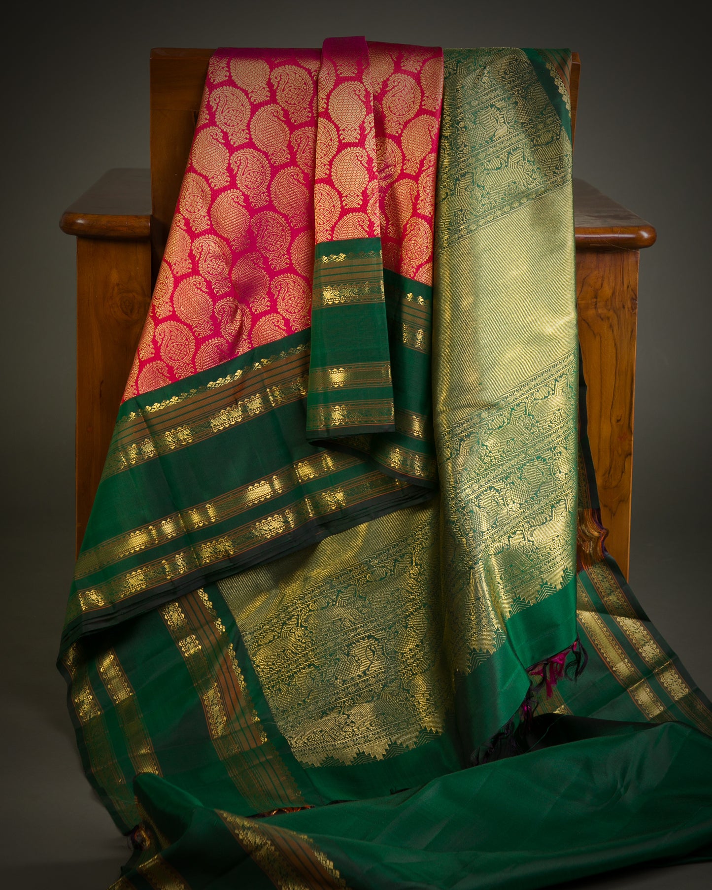Vishitrang Rani Pink Kanjivaram Silk Sari KR-26-007
