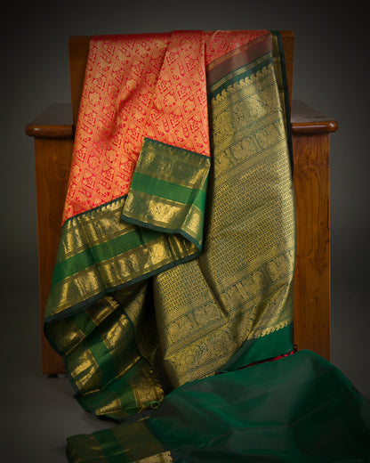 Vishitrang Red Kanjivaram Silk Sari SK-26-001