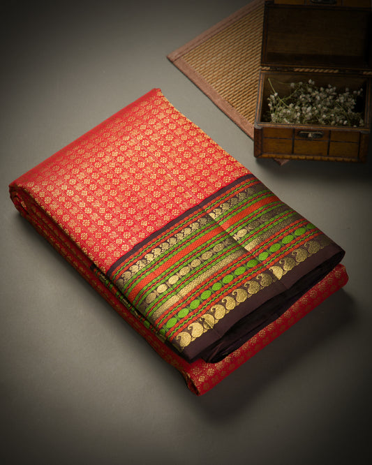 Vishitrang Red Kanjivaram Silk Sari SK-26-002