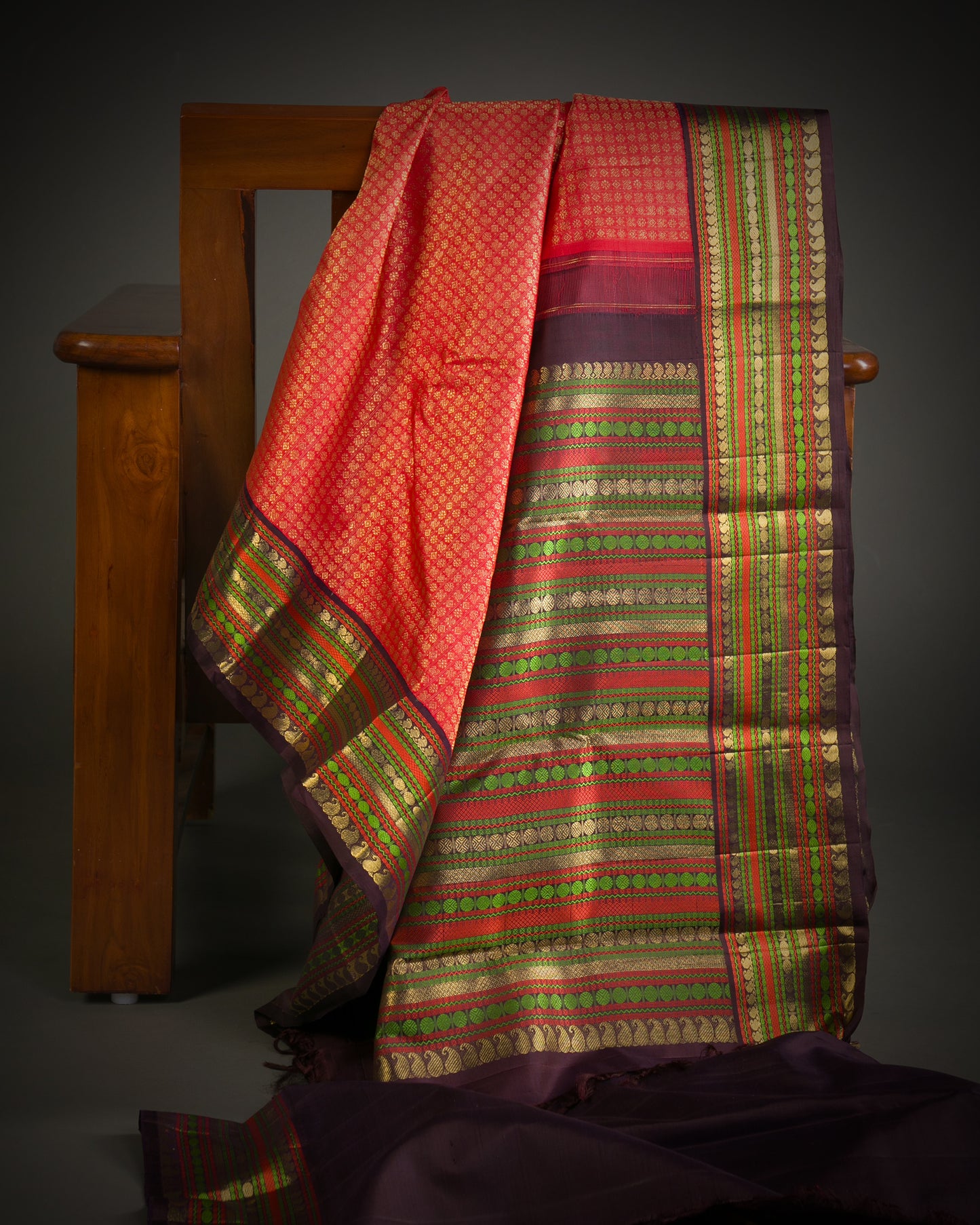 Vishitrang Red Kanjivaram Silk Sari SK-26-002