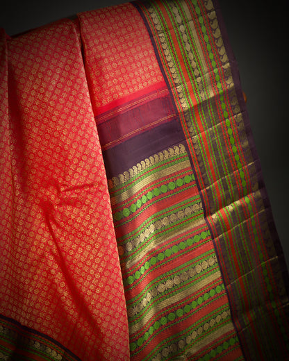 Vishitrang Red Kanjivaram Silk Sari SK-26-002
