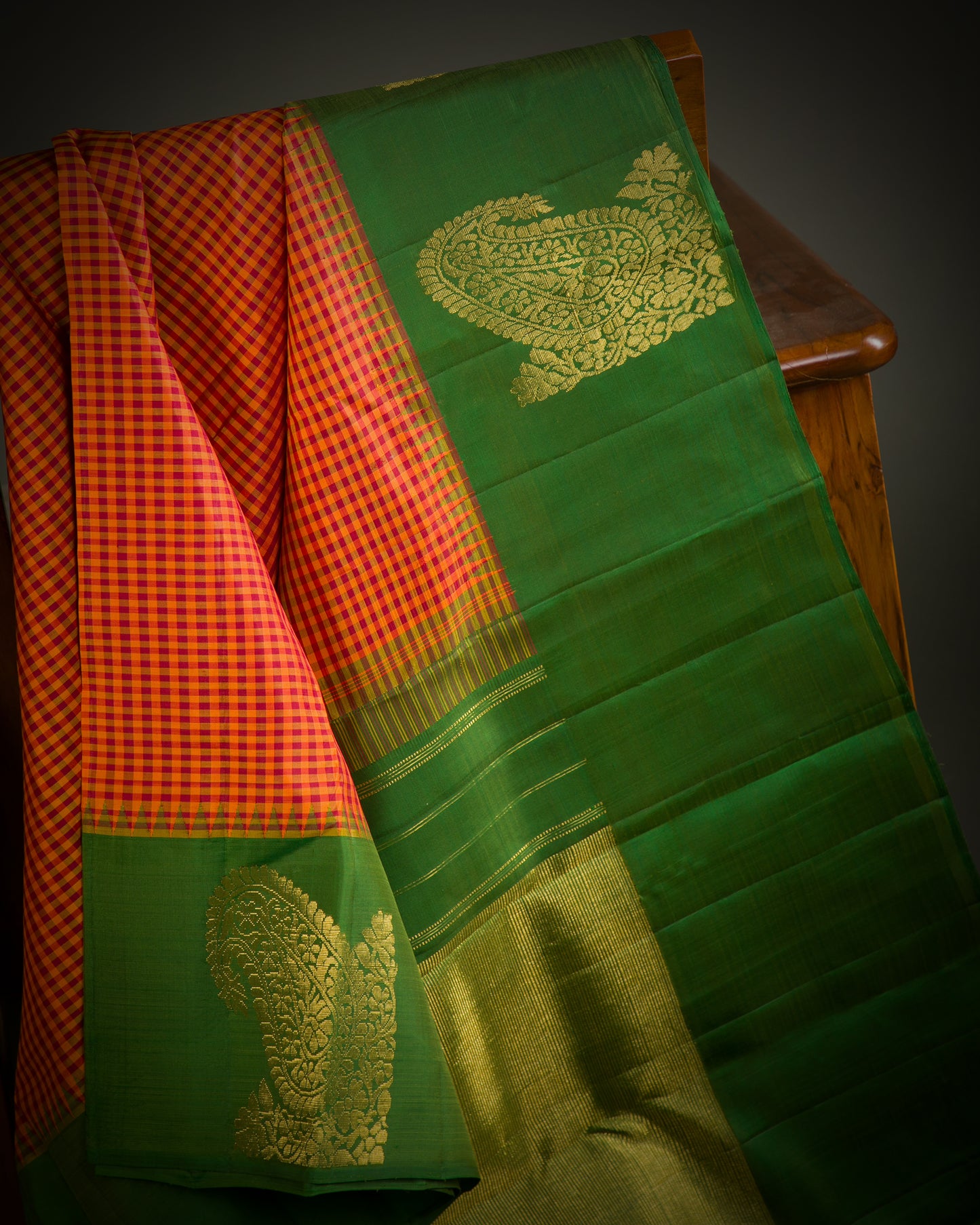 Vishitrang Red Yellow Kanjivaram Silk Sari ML-26-002