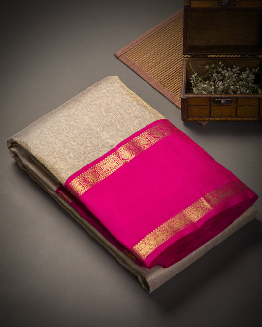 Vishitrang Silver Grey Kanjivaram Silk Sari KR-26-002