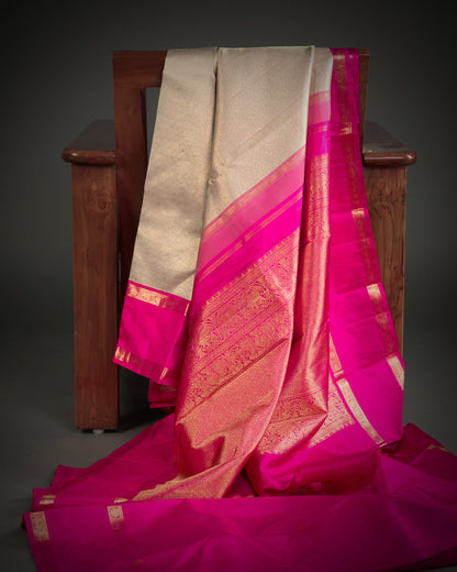Vishitrang Silver Grey Kanjivaram Silk Sari KR-26-002