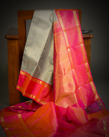 Vishitrang Silver Grey Kanjivaram Silk Sari KR-26-006