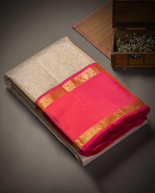 Vishitrang Silver Grey Kanjivaram Silk Sari KR-26-008