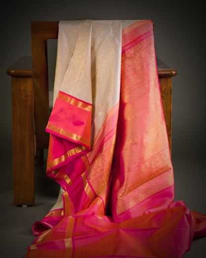 Vishitrang Silver Grey Kanjivaram Silk Sari KR-26-008